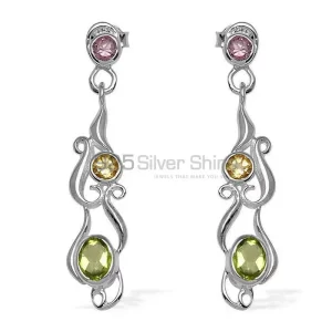 925 Sterling Silver earrings In Natural Multi Gemstone 925SE773