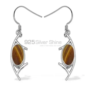 925 Sterling Silver earrings In Natural Tiger's Eye Gemstone 925SE1010