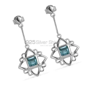 925 Sterling Silver earrings In Semi Precious Blue Topaz Gemstone 925SE695