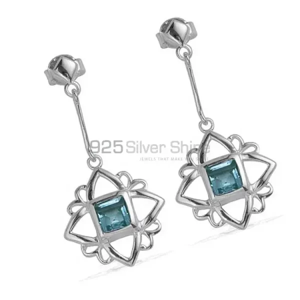 925 Sterling Silver earrings In Semi Precious Blue Topaz Gemstone 925SE695