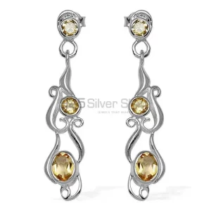 925 Sterling Silver earrings In Semi Precious Citrine Gemstone 925SE774