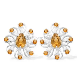 925 Sterling Silver earrings Manufacturer In Genuine Citrine Gemstone 925SE963