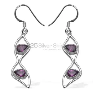 925 Sterling Silver earrings Suppliers In Genuine Amethyst Gemstone 925SE799