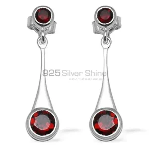 925 Sterling Silver earrings Suppliers In Genuine Garnet Gemstone 925SE720