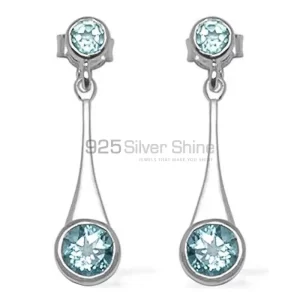 925 Sterling Silver earrings Suppliers In Natural Blue Topaz Gemstone 925SE718
