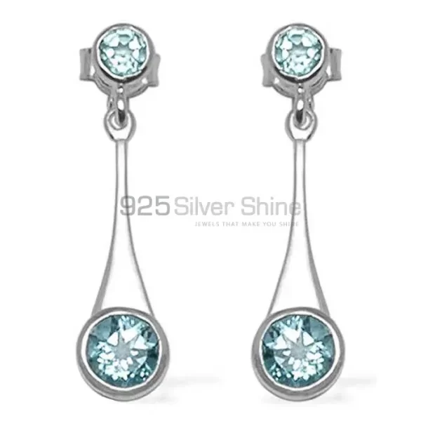 925 Sterling Silver earrings Suppliers In Natural Blue Topaz Gemstone 925SE718
