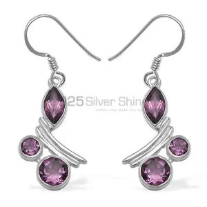 925 Sterling Silver earrings Suppliers In Semi Precious Amethyst Gemstone 925SE798
