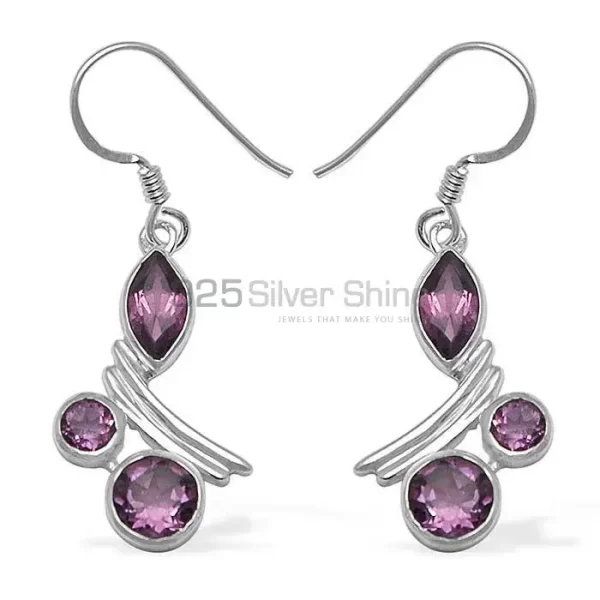 925 Sterling Silver earrings Suppliers In Semi Precious Amethyst Gemstone 925SE798