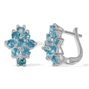 925 Sterling Silver earrings Suppliers In Semi Precious Blue Topaz Gemstone 925SE877