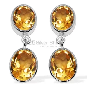 925 Sterling Silver earrings Suppliers In Semi Precious Citrine Gemstone 925SE1114