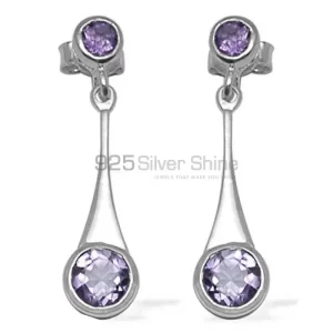 925 Sterling Silver earrings Wholesaler In Genuine Amethyst Gemstone 925SE717