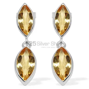 925 Sterling Silver earrings Wholesaler In Genuine Citrine Gemstone 925SE1112