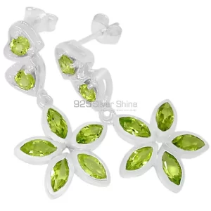 925 Sterling Silver earrings Wholesaler In Genuine Peridot Gemstone 925SE401