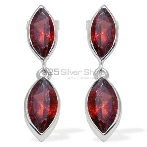 925 Sterling Silver earrings Wholesaler In Natural Garnet Gemstone 925SE1110
