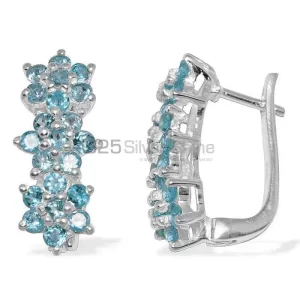 925 Sterling Silver earrings Wholesaler In Semi Precious Blue Topaz Gemstone 925SE874
