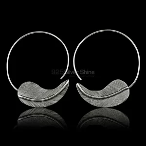 925 Sterling Silver Handmade earrings In Spiral Leaf 925ME117