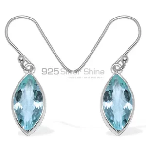 925 Sterling Silver Handmade earrings Manufacturer In Blue Topaz Gemstone Jewelry 925SE1140