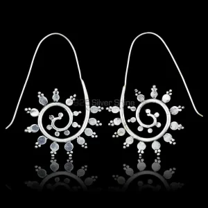 925 Sterling Silver Handmade Spiral earring 925ME114
