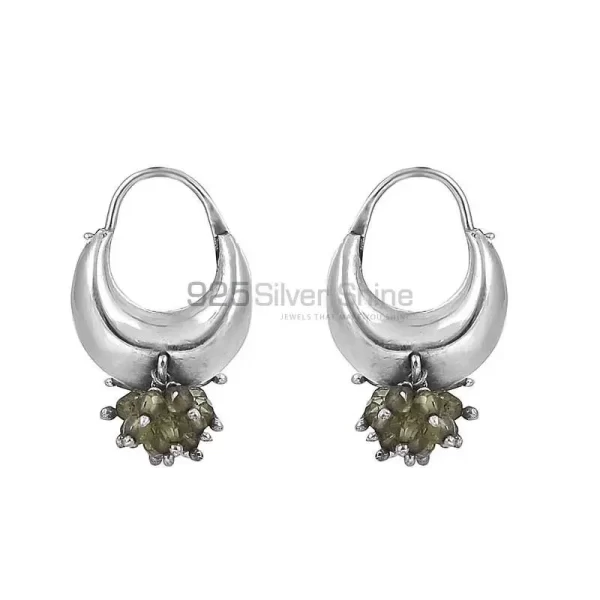 925 Sterling Silver Natural Peridot Roundel Silver earring Jewelry 925SE144