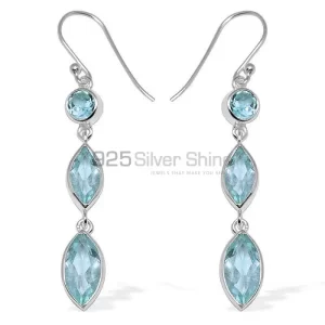 Affordable 925 Sterling Silver earrings In Blue Topaz Gemstone Jewelry 925SE1146