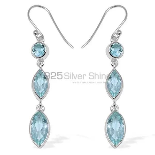 Affordable 925 Sterling Silver earrings In Blue Topaz Gemstone Jewelry 925SE1146