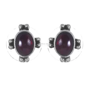 Affordable 925 Sterling Silver earrings In Garnet Gemstone Jewelry 925SE277
