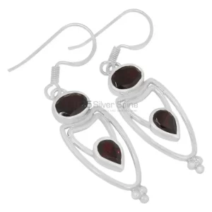 Affordable 925 Sterling Silver earrings In Garnet Gemstone Jewelry 925SE593