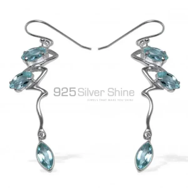 Affordable 925 Sterling Silver Handmade earrings Exporters In Blue Topaz Gemstone Jewelry 925SE929