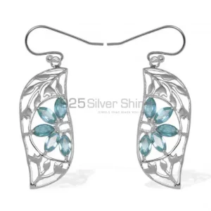 Affordable 925 Sterling Silver Handmade earrings Manufacturer In Blue Topaz Gemstone Jewelry 925SE914