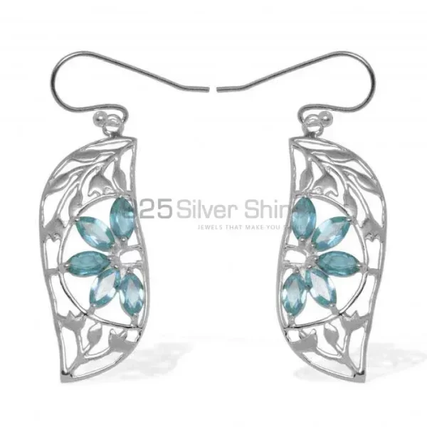 Affordable 925 Sterling Silver Handmade earrings Manufacturer In Blue Topaz Gemstone Jewelry 925SE914