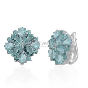 Affordable 925 Sterling Silver Handmade earrings Manufacturer In Blue Topaz Gemstone Jewelry 925SE993