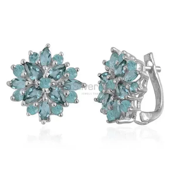 Affordable 925 Sterling Silver Handmade earrings Suppliers In Blue Topaz Gemstone Jewelry 925SE1003