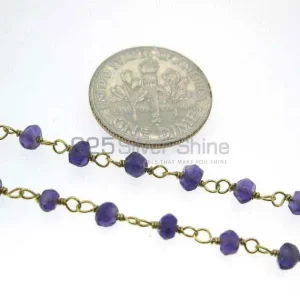 Amethyst quartz rosary chain . "Wire Wrapped 1 Feet Roll Chain" 925RC228