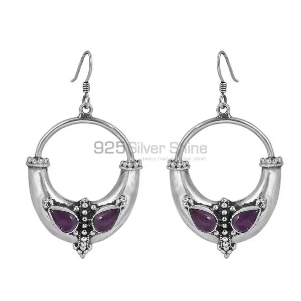 Amethyst Semi Precious Stone earring In Sterling Silver Jewelry 925SE43