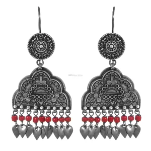 Antique Look Oxidized Solid 925 Silver earrings In Coral Beads 925SE302