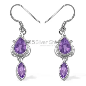 Beautiful 925 Sterling Silver earrings In Amethyst Gemstone Jewelry 925SE1068