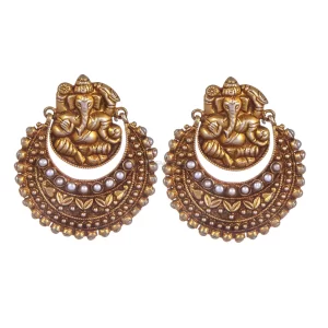 Beautiful 925 Sterling Silver Ganesh Design earrings In Gold Plated 925SE288
