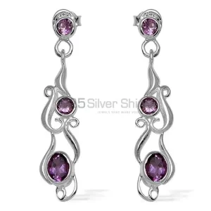 Beautiful 925 Sterling Silver Handmade earrings Exporters In Amethyst Gemstone Jewelry 925SE772