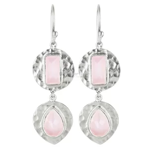 Beautiful 925 Sterling Silver Handmade earrings Exporters In Rose Quartz Gemstone Jewelry 925SE1833