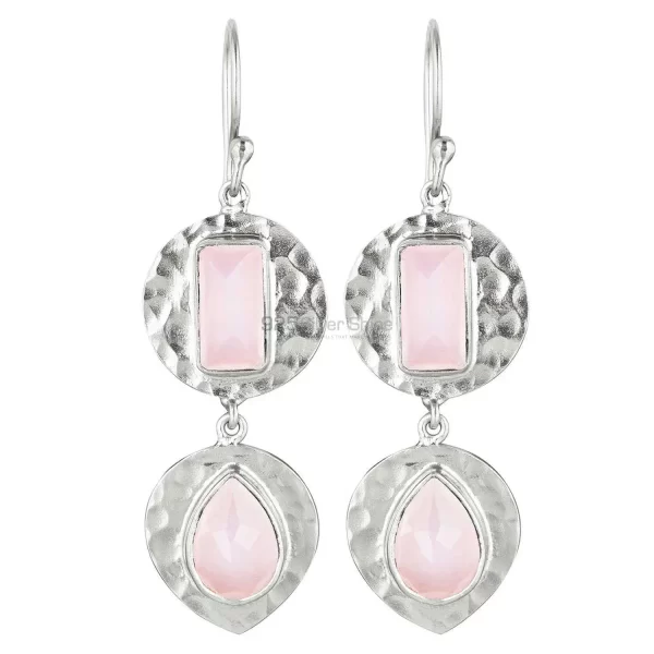 Beautiful 925 Sterling Silver Handmade earrings Exporters In Rose Quartz Gemstone Jewelry 925SE1833