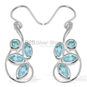 Beautiful 925 Sterling Silver Handmade earrings Manufacturer In Blue Topaz Gemstone Jewelry 925SE1152