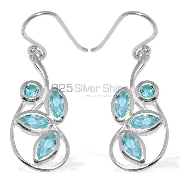 Beautiful 925 Sterling Silver Handmade earrings Manufacturer In Blue Topaz Gemstone Jewelry 925SE1152