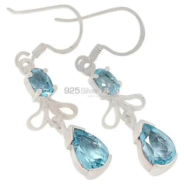 Beautiful 925 Sterling Silver Handmade earrings Suppliers In Blue Topaz Gemstone Jewelry 925SE372