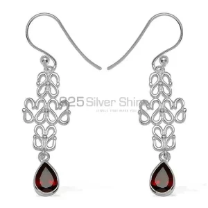 Beautiful 925 Sterling Silver Handmade earrings Suppliers In Garnet Gemstone Jewelry 925SE767