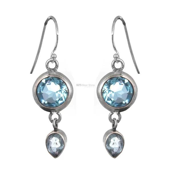 Best Buy Bezel Blue Topaz earring In Sterling Silver Jewelry 925SE163