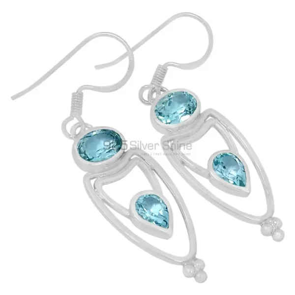 925 Sterling Silver earrings In Blue Topaz Gemstone Jewelry 925SE590