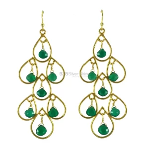 925 Sterling Silver earrings In Green Onyx Gemstone Jewelry 925SE1292