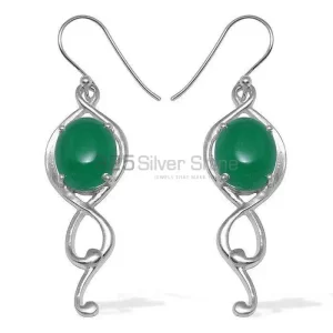 925 Sterling Silver earrings In Green Onyx Gemstone Jewelry 925SE827