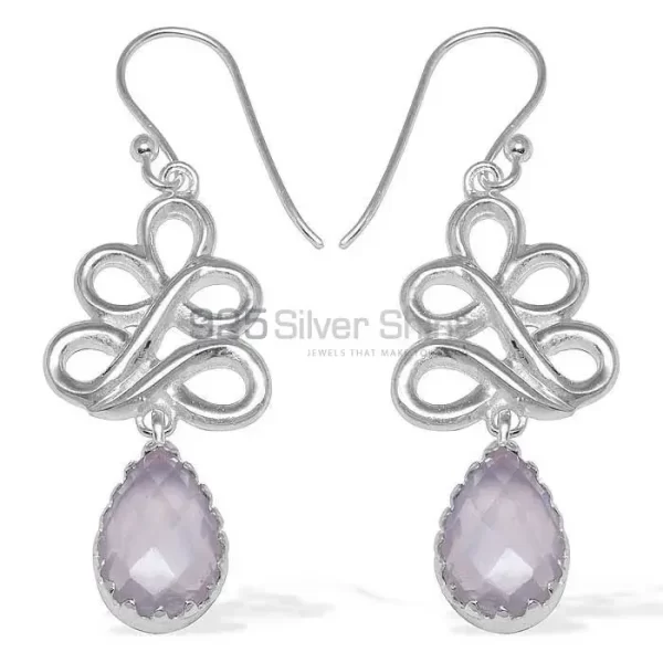 925 Sterling Silver earrings Wholesaler In Rose Quartz Gemstone Jewelry 925SE837