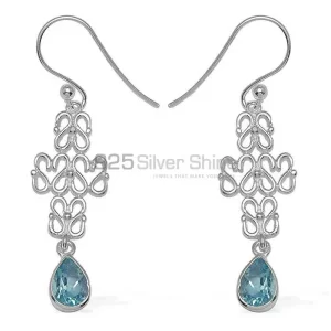 925 Sterling Silver Handmade earrings Exporters In Blue Topaz Gemstone Jewelry 925SE768